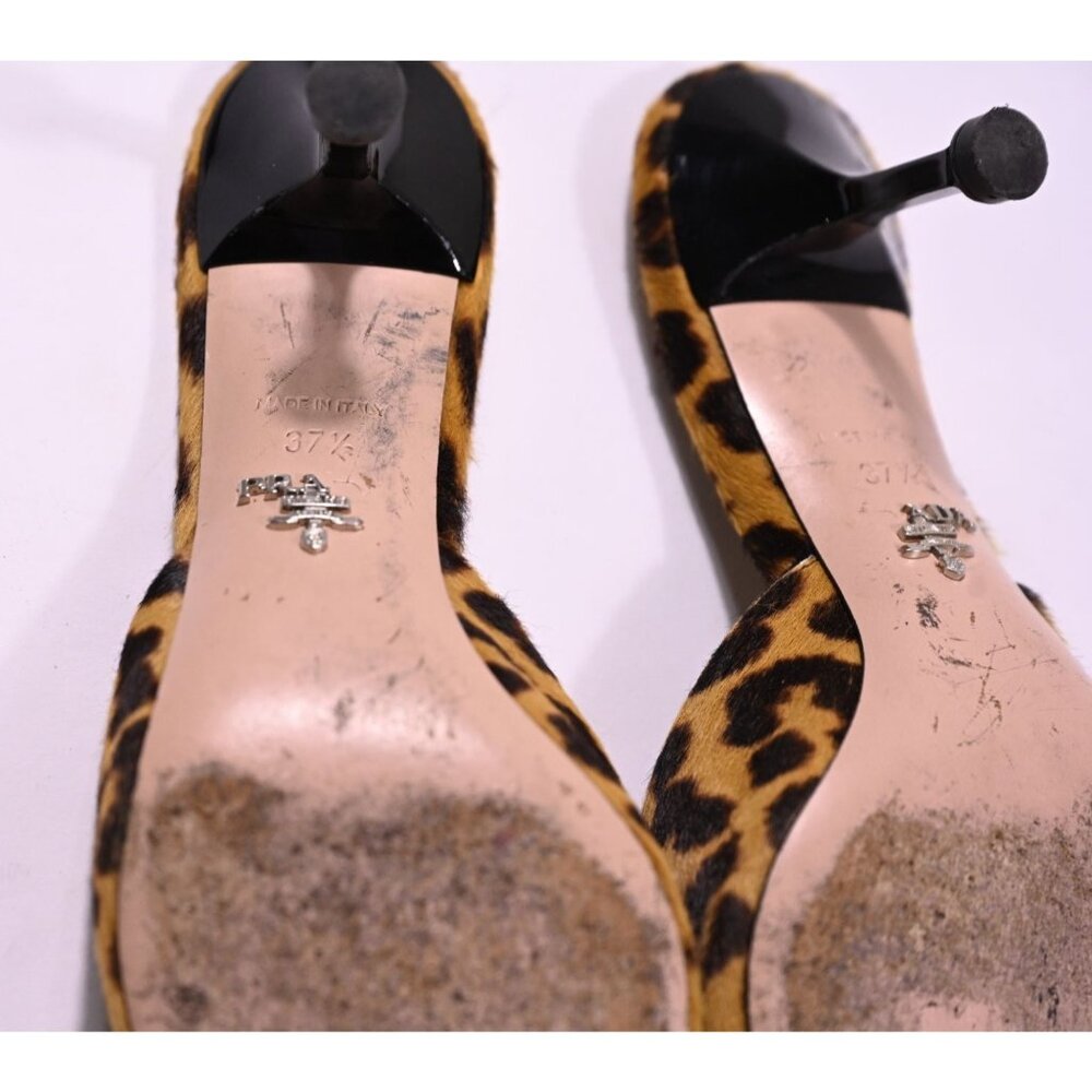 Prada Genuine Calf Hair Kitten Heel Mule in Brown Leopard Print - Picture 9 of 9